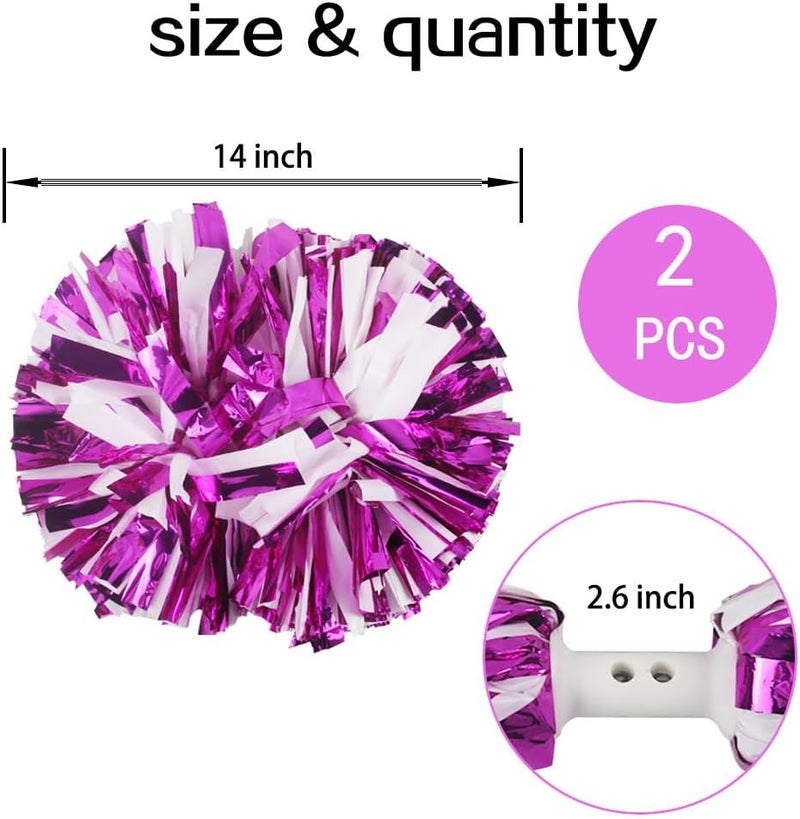 Hooshing 2PCS Pom Poms Cheerleading Professional Cheer Pom Poms with Baton Handle (No Zip Tie) for Cheer Squad Team Sports Spirited Party Dance Training - Image 2